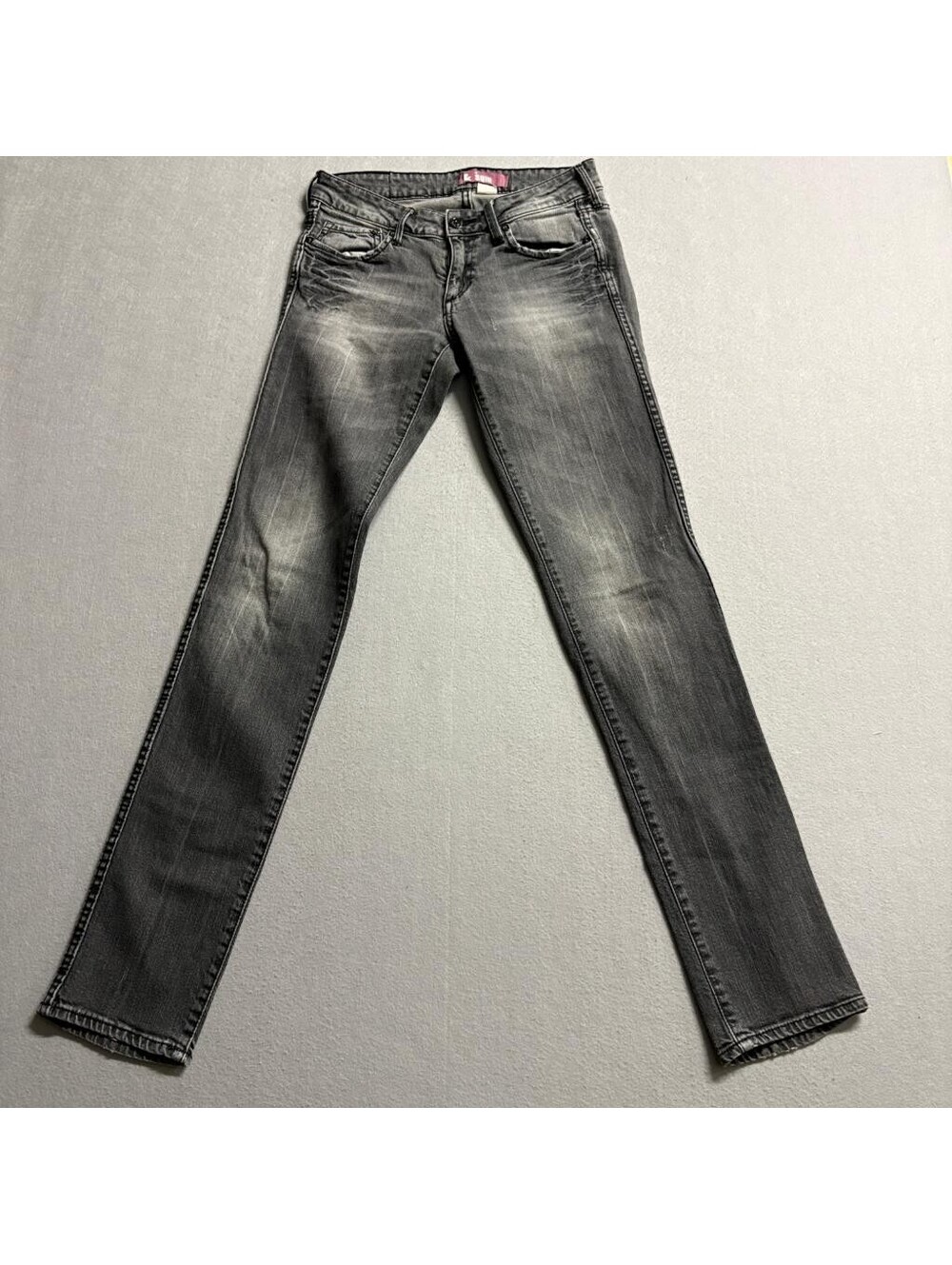 K Sqin Women Skinny Jeans Size 25 Gray Acid Wash Stretch Denim Low Rise